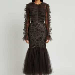 Brocade Skirt w Mesh Top