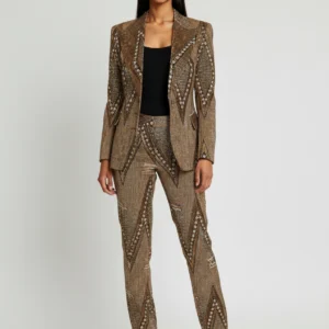 Hand-Beaded Ankara Blazer & Trouser Set