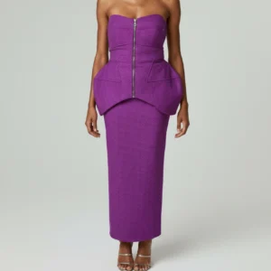 Amethyst Peplum Couture Dress