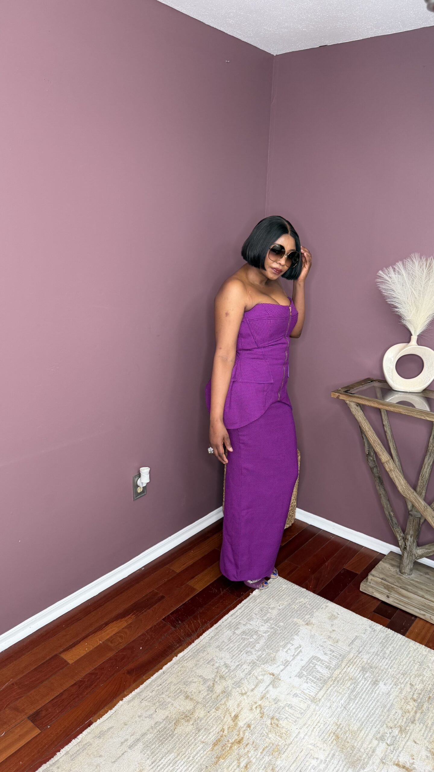 Amethyst Peplum Couture Dress - Image 3